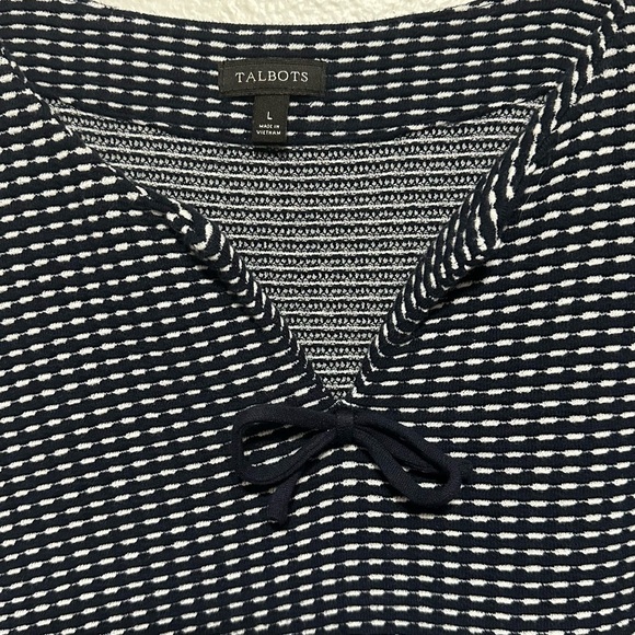 Talbots Top Women's Large Navy Blue 3/4 Sleeve Stretch Tunic - Picture 3 of 6